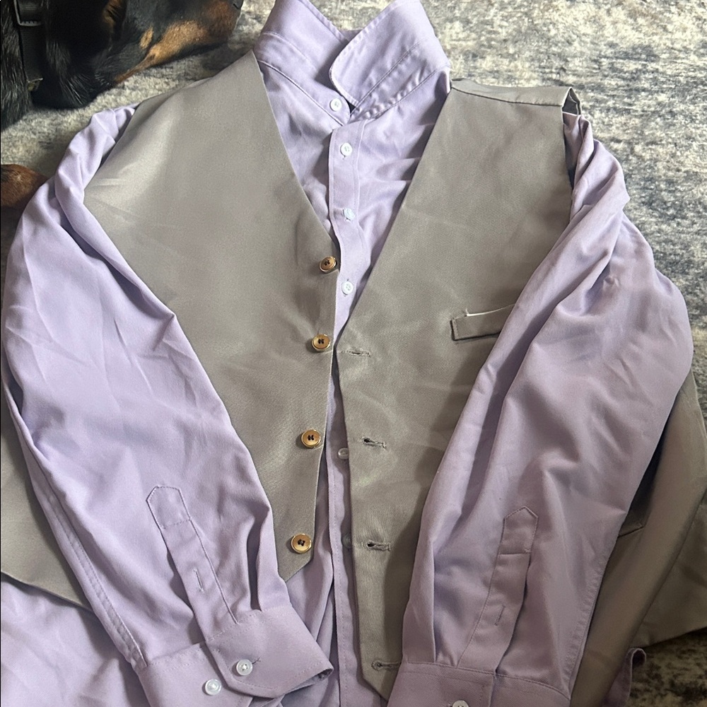 Lavender Men's Dress Shirt with Taupe Vest
